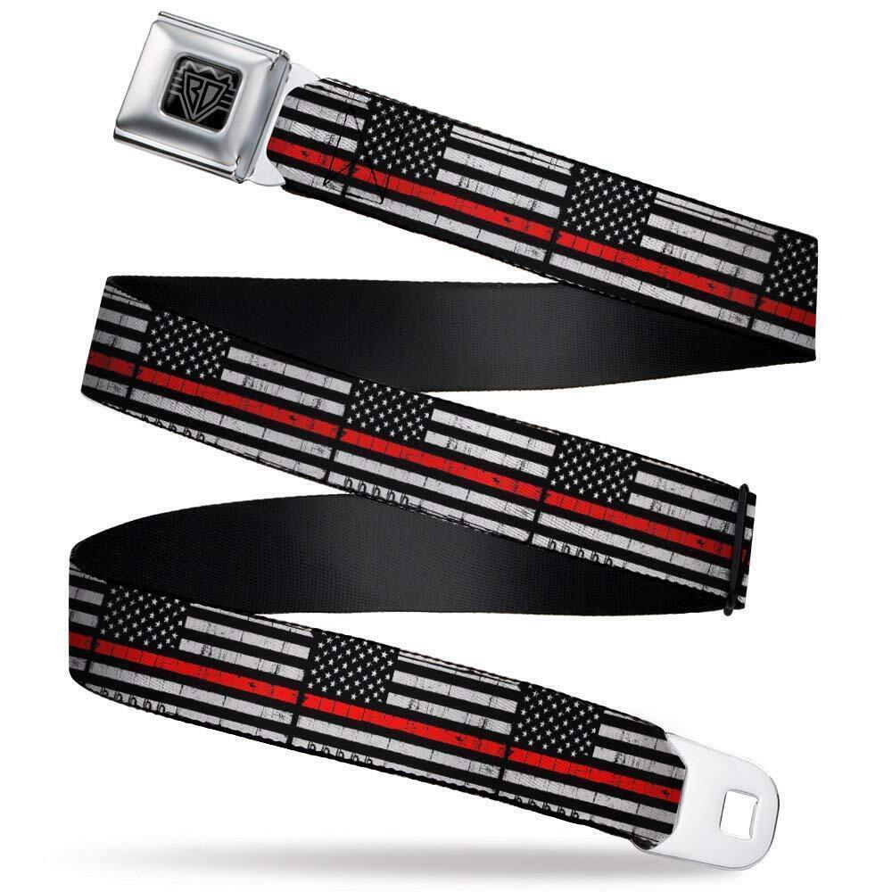 7051 Belt, Seatbelt Buckle Belt, Thin Red Line Flag Weathered Black Gray